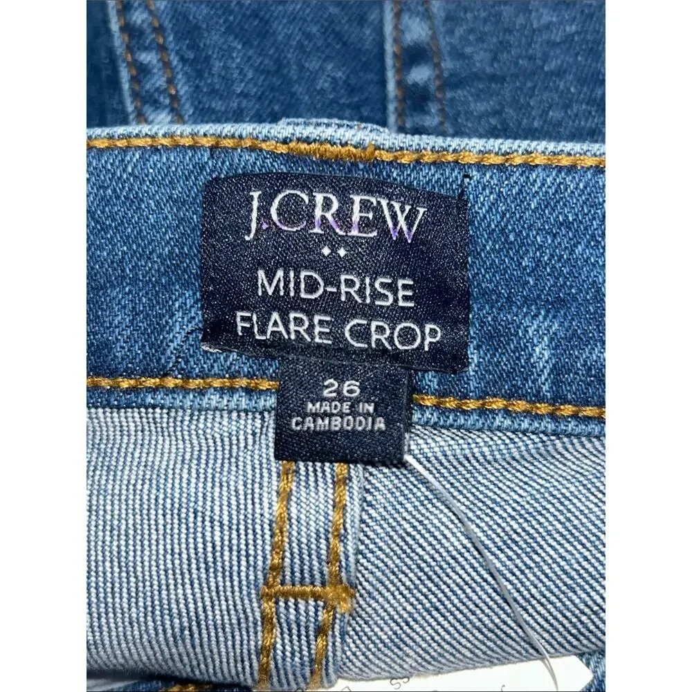J.Crew Mid-Rise Flare Crop Jeans Women’s Size 26 All-Day Stretch Denim